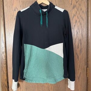 Colorblock cowl neck sweatshirt with Green and Black